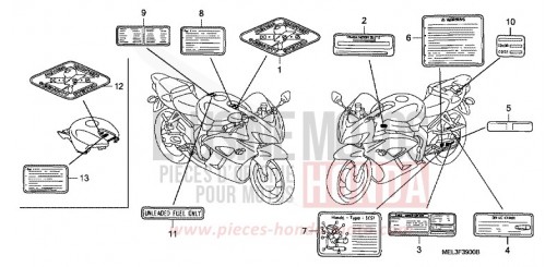 ETIQUETTE DE PRECAUTIONS CBR1000RR4 de 2004